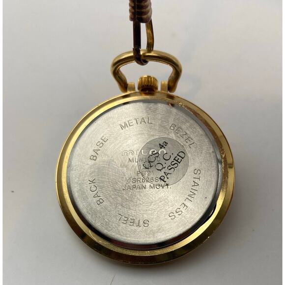 Milan Quartz Open Face Pocket Watch MLN1070 with Chain and Clip - New Battery - Picture 4 of 4